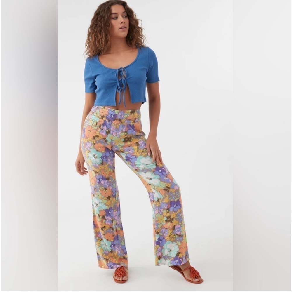 🔆O’Neill🔆 JOHNNY SAMI FLORAL BEACH PANTS WIDE LEG Elastic waist vacation - Picture 4 of 13